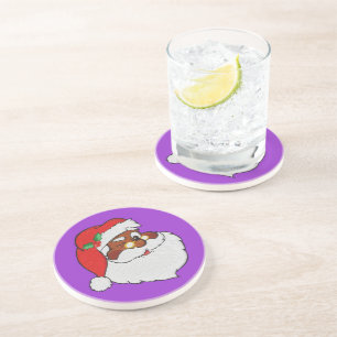 Posavasos De Arenisca Arte virgen de Papá Noel Negro