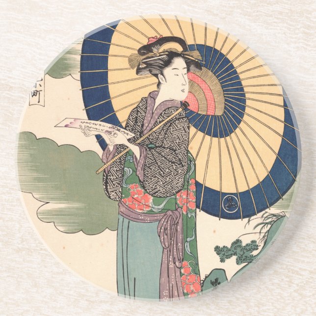 Posavasos De Arenisca Arte vol.3 de Ukiyoe del japonés (Frente)