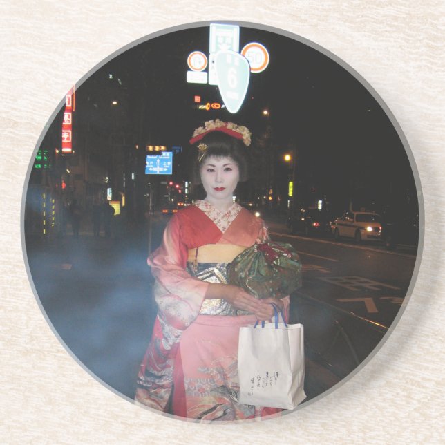 Posavasos De Arenisca Asakusa Geisha Neo Tokyo (Frente)