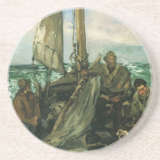 Posavasos De Arenisca Aseos del mar de Edouard Manet, arte de época (Frente)