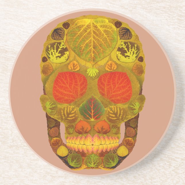 Posavasos De Arenisca Aspen Leaf Skull 12 (Frente)