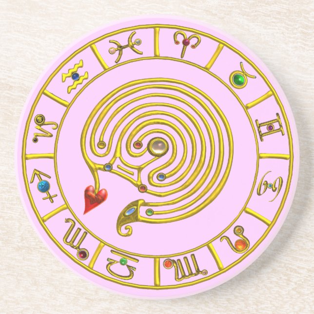 Posavasos De Arenisca ASTRAL LABYRINTH rosa (Frente)