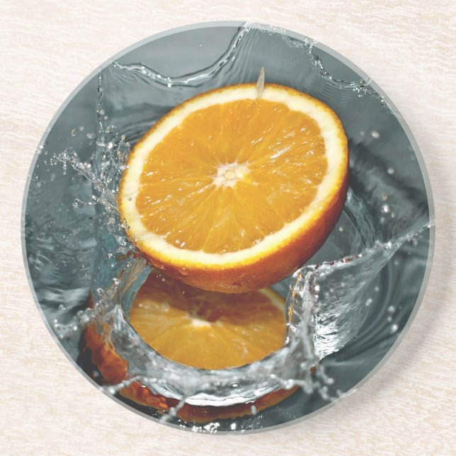 Posavasos De Arenisca Astras de naranja Splash (Frente)