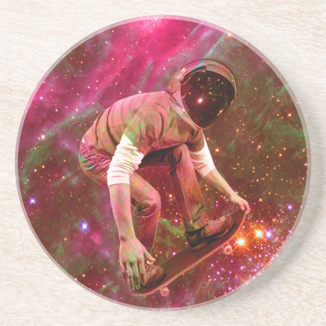 Posavasos De Arenisca Astronauta Skateboard (Frente)