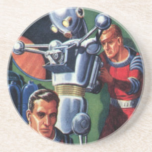 Posavasos De Arenisca Astronautas de ciencia ficción vintage reparando u