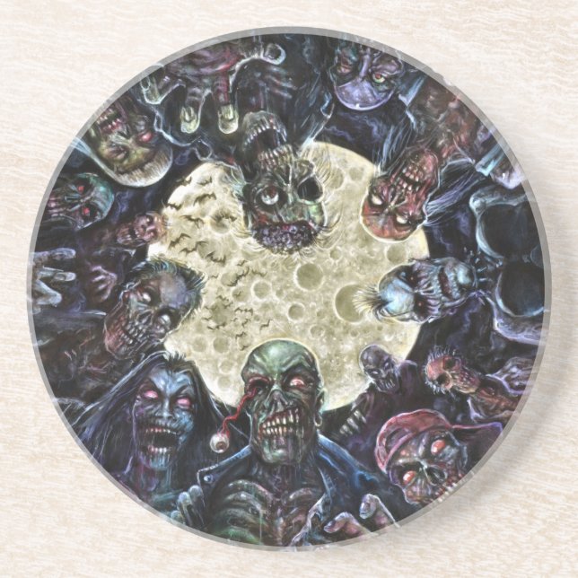 Posavasos De Arenisca Ataque de zombis (Horda zombie) (Frente)