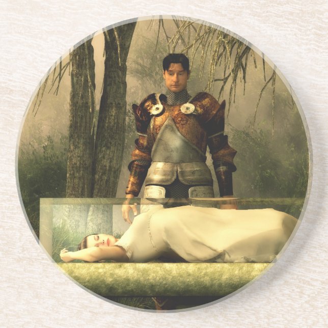 Posavasos De Arenisca Ataúd de cristal blanco como la nieve (Frente)