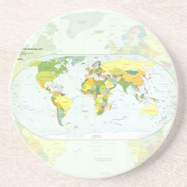 Posavasos De Arenisca Atlas del País del Mapa Mundial (Frente)