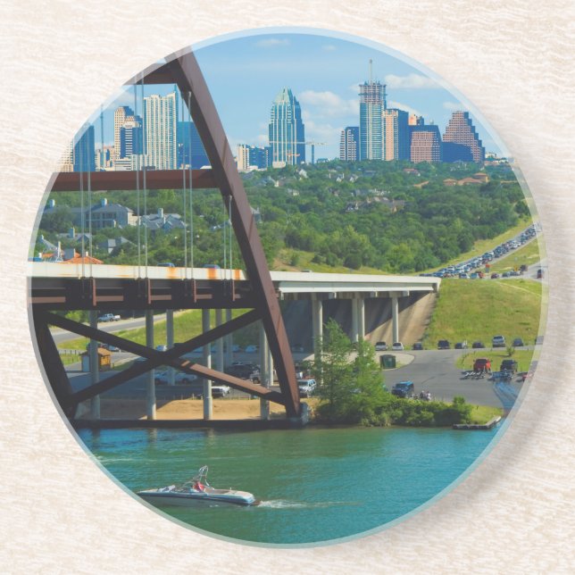Posavasos De Arenisca Austin, Texas desde el puente 360 (Frente)