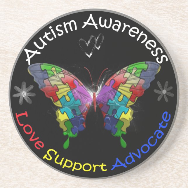 Posavasos De Arenisca Autism Awareness Butfly (Frente)