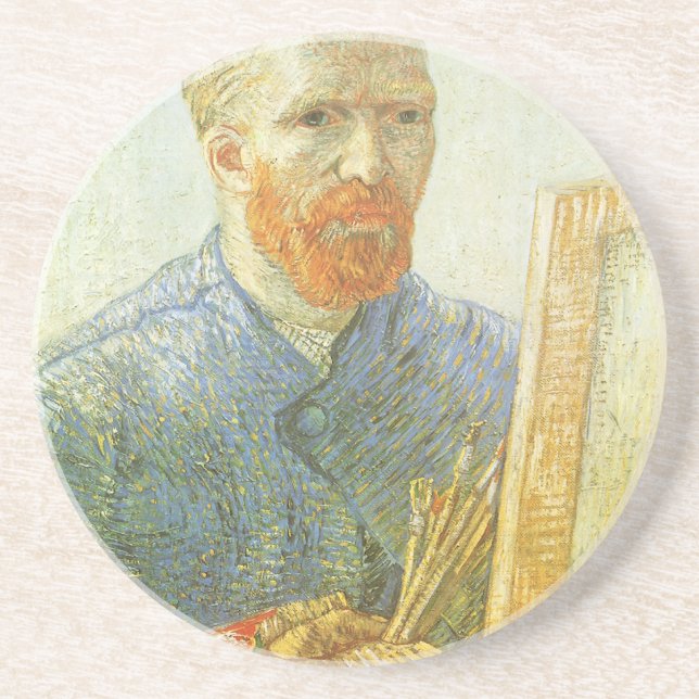 Posavasos De Arenisca Autoretrato frente a Easel, Vincent van Gogh (Frente)