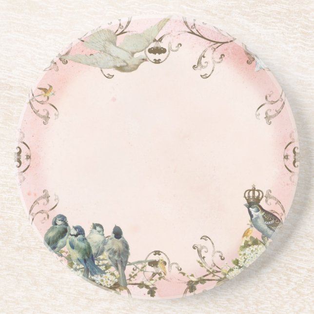 Posavasos De Arenisca Aves de Woodland Encantadas Dove Swirl Personaliza (Frente)