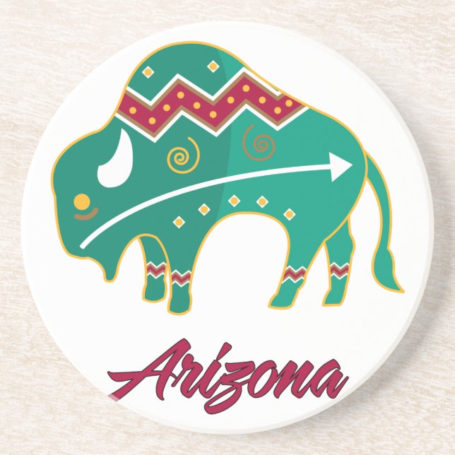 Posavasos De Arenisca AZ Buffalo Clan Coaster (Frente)