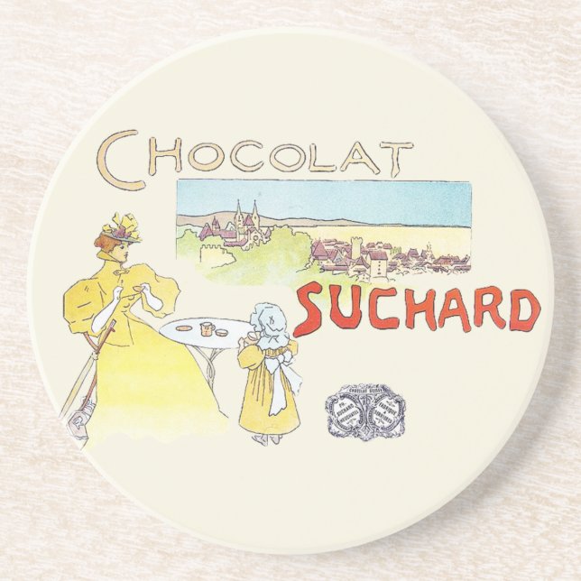 Posavasos De Arenisca Azúcar victoriano de dulce de chocolate francés (Frente)