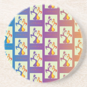 Posavasos De Arenisca Azul moderno, morado, naranja Tulip Parple Floral
