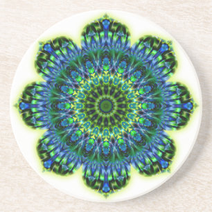 Posavasos De Arenisca azul verde Mandala