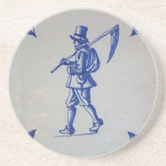 Posavasos De Arenisca Azulejos azules de Delft - Ducha que lleva el zigz