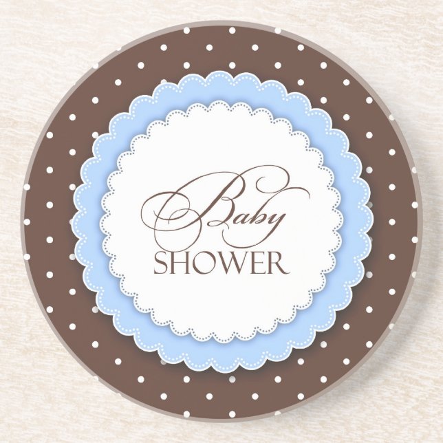 Posavasos De Arenisca Baby Shower Blue Brown (Frente)