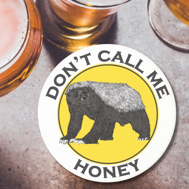 Posavasos De Arenisca Badger Funny Badass No Me Llama Slogan Pun (Funny honey badger badass quote don’t call me honey coaster )