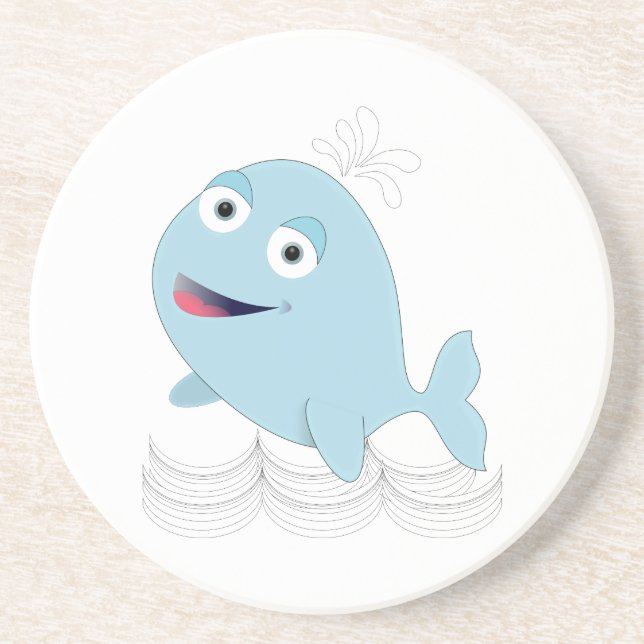 Posavasos De Arenisca Ballena azul (Frente)