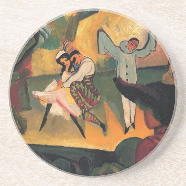 Posavasos De Arenisca Ballet ruso, Rusia, Rusos, por August Macke (Frente)