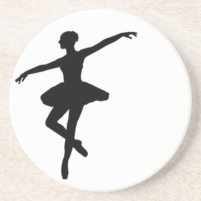 Posavasos De Arenisca Ballet simple Ballerina Blanca Negra (Frente)