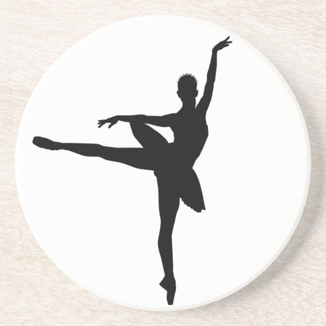 Posavasos De Arenisca Ballet simple Ballerina Blanca Negra (Frente)