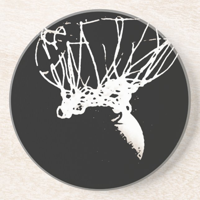 Posavasos De Arenisca Baloncesto de arte pop blanco negro (Frente)
