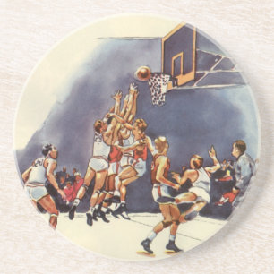 Posavasos De Arenisca Baloncesto deportivo vintage, jugadores en un part