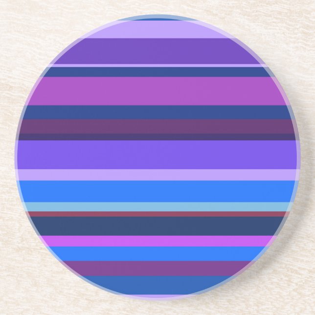 Posavasos De Arenisca Bandas horizontales azules y violetas (Frente)
