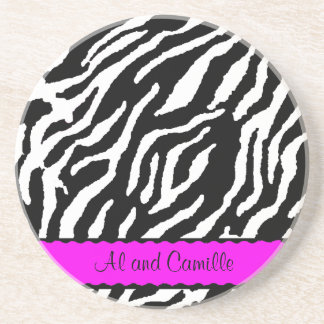 Posavasos De Arenisca Bandas Zebra Contemporáneas Con Cinta Rosa En Cali