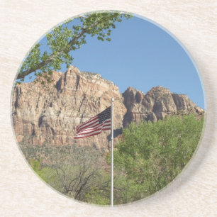 Posavasos De Arenisca Bandera americana en el Parque Nacional Zion II