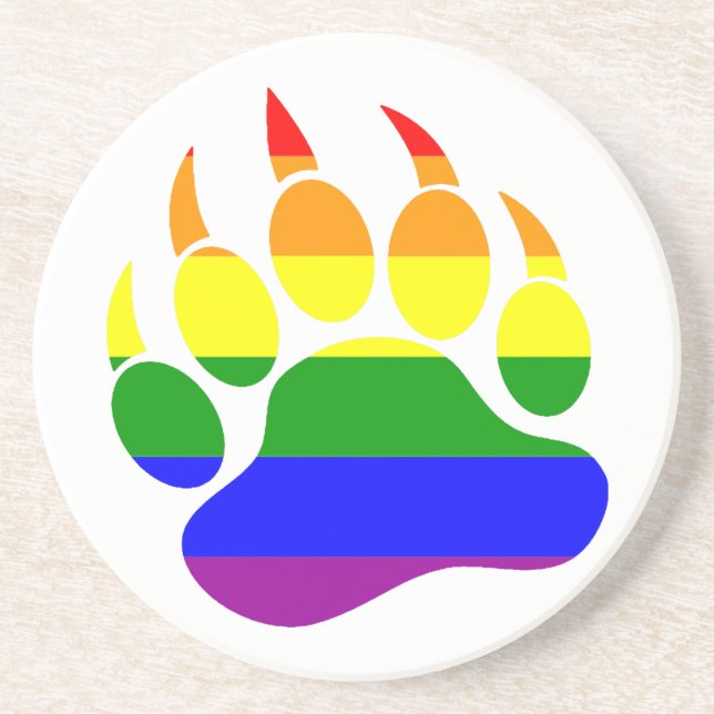 Posavasos De Arenisca Bandera arcoiris de hongo gay muy Guay (Frente)