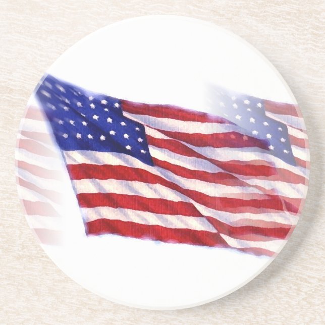 Posavasos De Arenisca Bandera de Estados Unidos ondeando (Frente)
