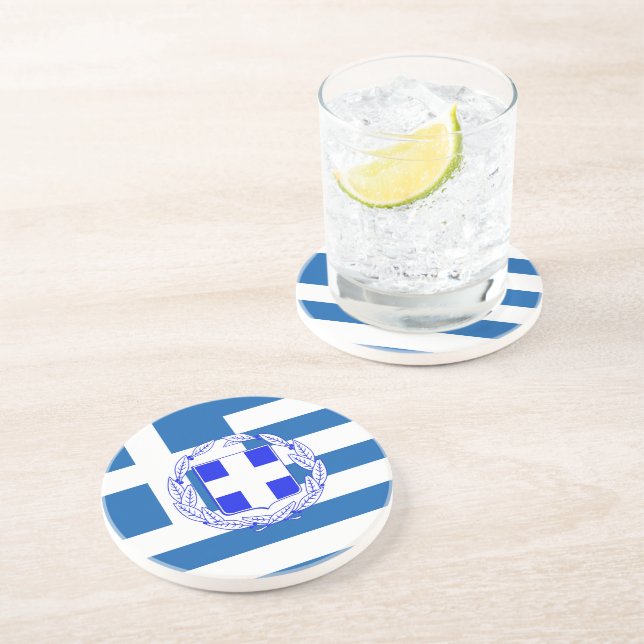 Posavasos De Arenisca Bandera de Grecia (Lado)