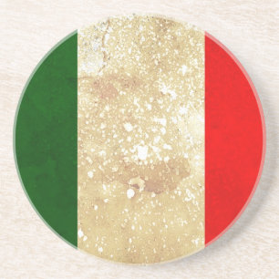 Posavasos De Arenisca Bandera de Italia en Grunge