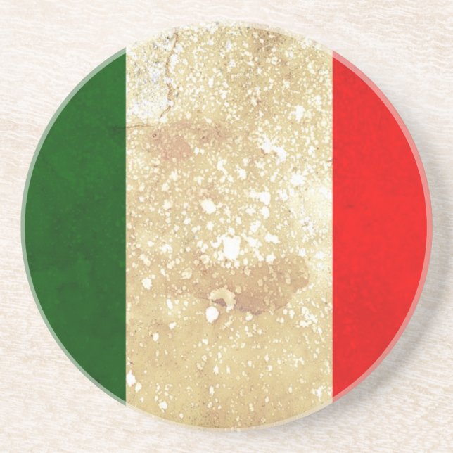 Posavasos De Arenisca Bandera de Italia en Grunge (Frente)
