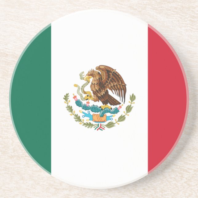Posavasos De Arenisca Bandera de México (Frente)
