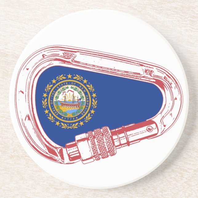 Posavasos De Arenisca Bandera de Nuevo Hampshire Escalando Carabiner (Frente)