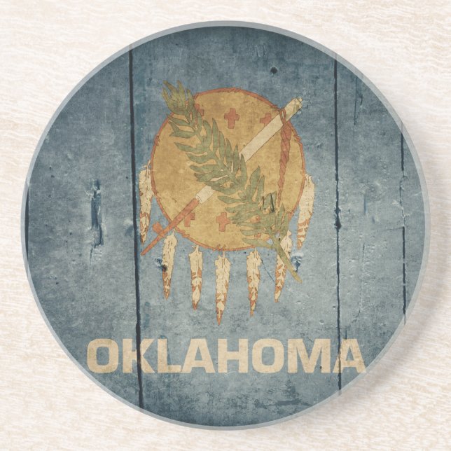 Posavasos De Arenisca Bandera de Rugged Wood Oklahoma (Frente)