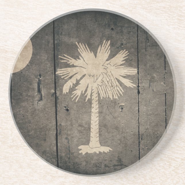 Posavasos De Arenisca Bandera de Rugged Wood South Carolina (Frente)