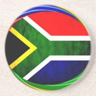 Posavasos De Arenisca Bandera de Sudáfrica: Dinámico Swirl Motif
