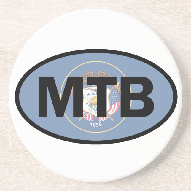 Posavasos De Arenisca Bandera de Utah en bicicleta de montaña (Frente)