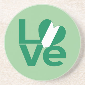 Posavasos De Arenisca Bandera del corazón de amor verde nigeriano