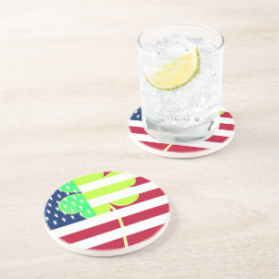 Posavasos De Arenisca Bandera irlandesa norteamericana Shamrock Clover S