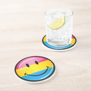 Posavasos De Arenisca Bandera Pansexual sonriente del orgullo