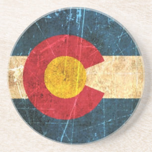 Posavasos De Arenisca Bandera rascada y llevada de Colorado