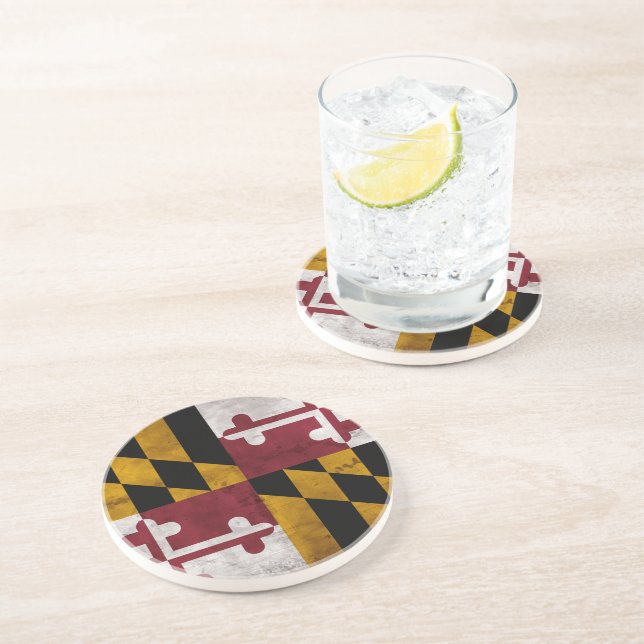 Posavasos De Arenisca Bandera resistida del estado de Maryland del (Lado)
