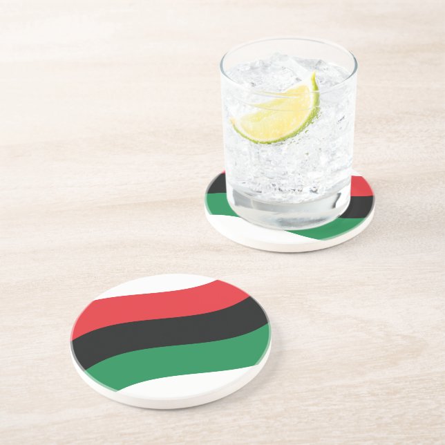Posavasos De Arenisca Bandera roja, negra y verde (Lado)