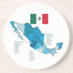 Posavasos De Arenisca Bandera y mapa de México